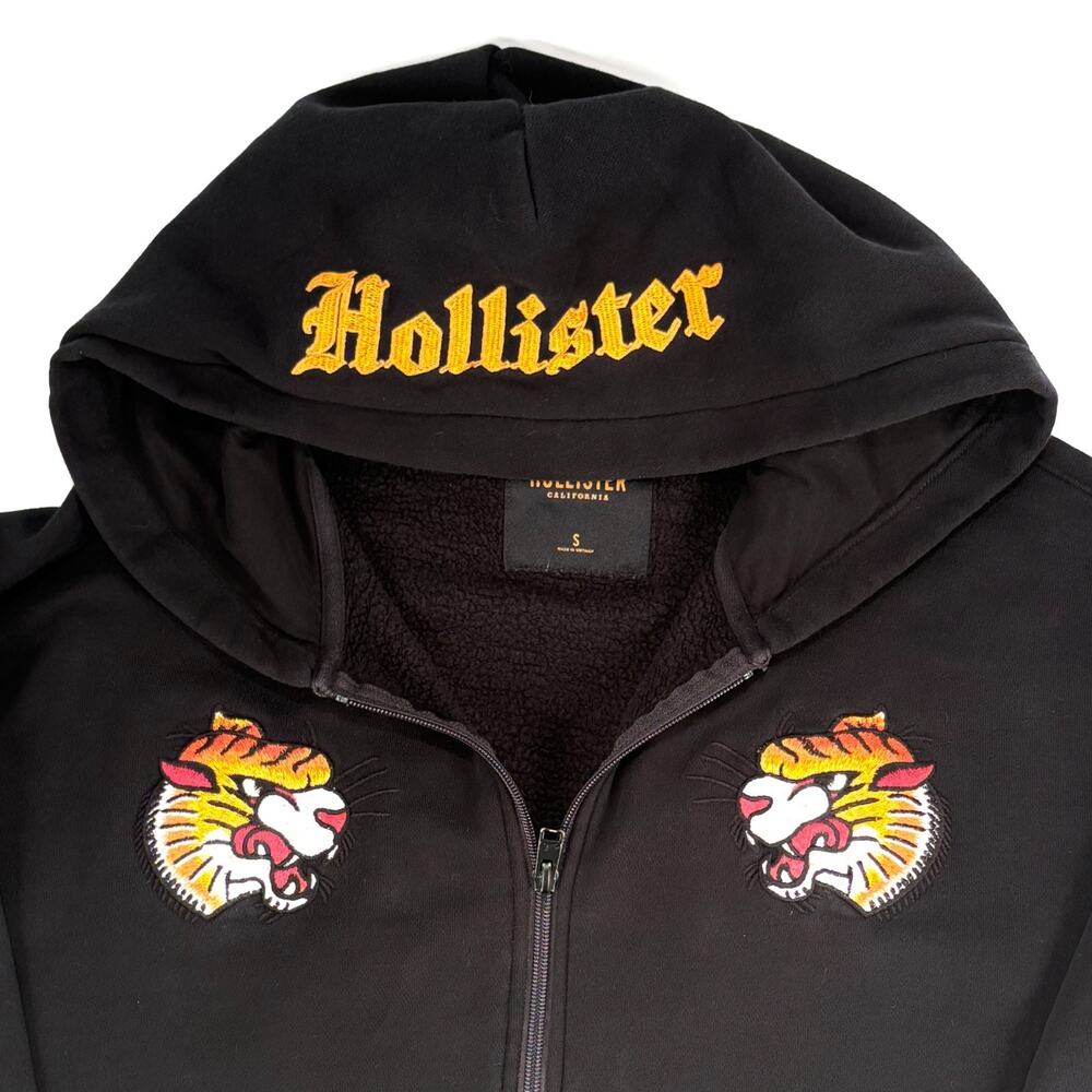 Y2K Hollister Hoodie Mens S Black Skater Street Grunge Hooded Sweatshirt Punk 90 - Picture 3 of 9